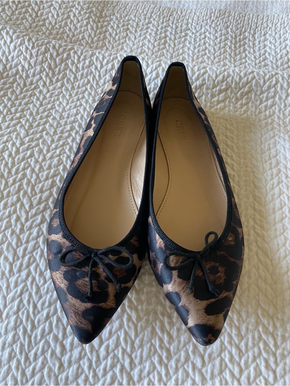 J. Crew Women's Leopard Pointed-Toe Ballet Flats in Black and Brown